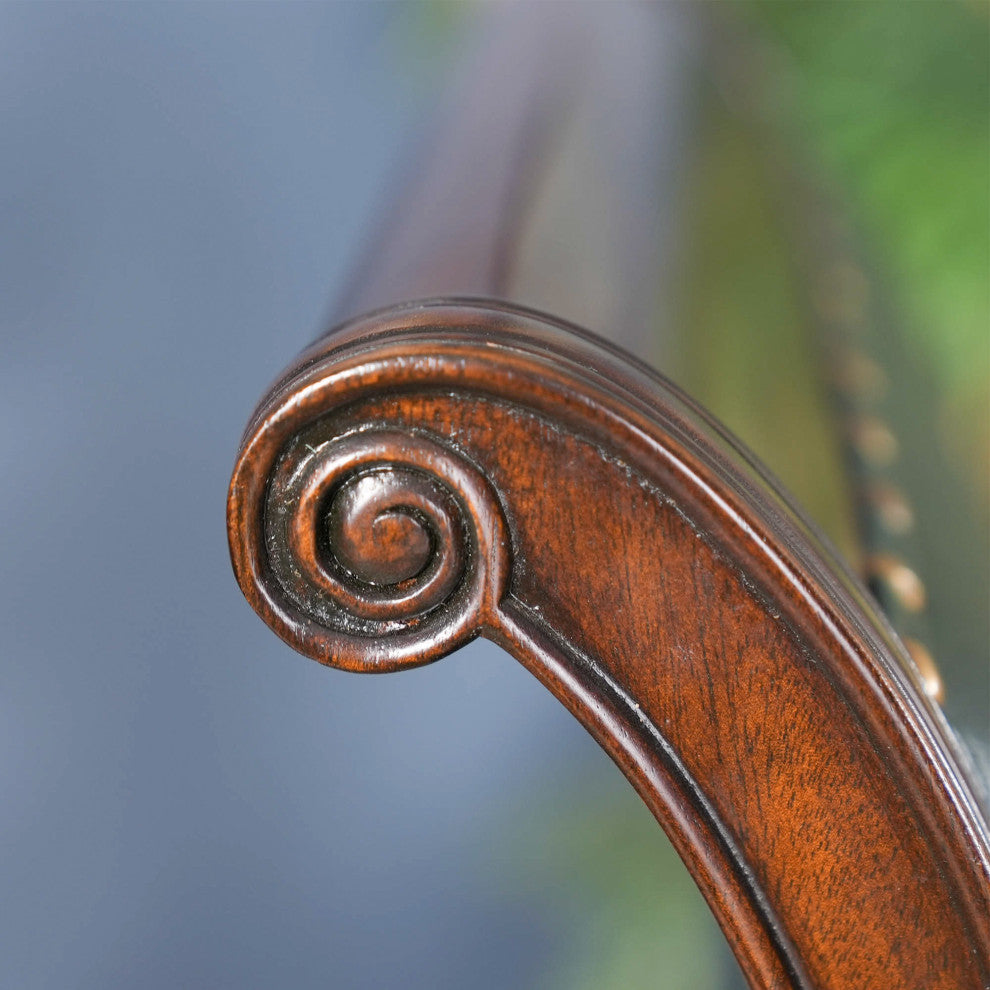 Regency Green Leather Arm Chair
