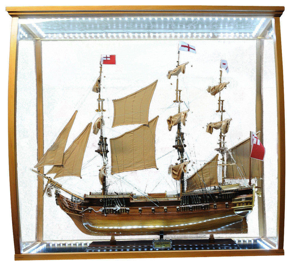 Floor Display Case Clear Finish With Led Lights Display Case for Model Ships