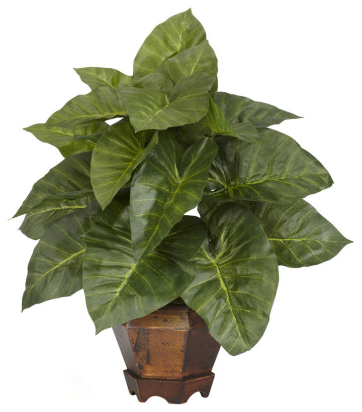 Taro With Vase Silk Plant