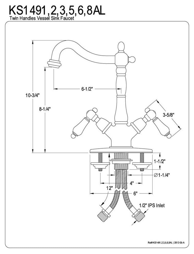 Heritage Two Handle Vessel Sink Faucet with Optional Cover Plate