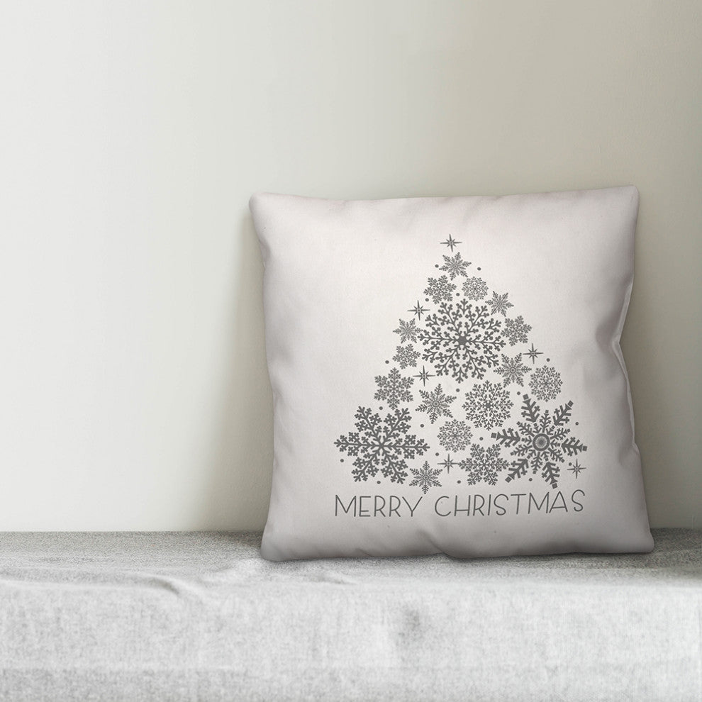 Merry Christmas Snowflake Tree 20"x20" Throw Pillow