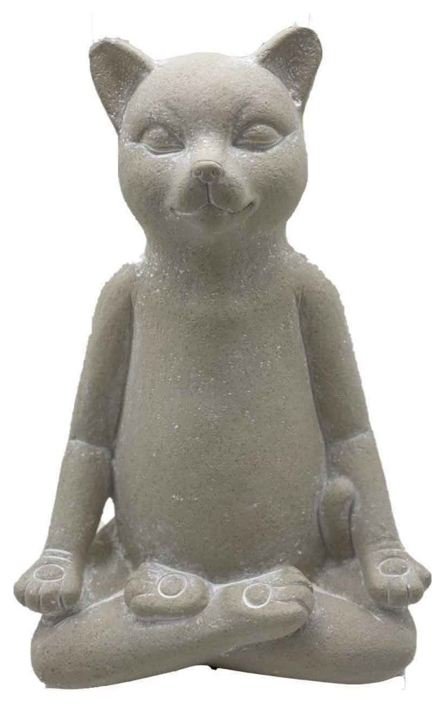 16" Cream Budha Cat Indoor Outdoor Statue