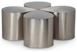 Petal Finished Iron Metal Coffee Table, Silver, 4 Piece