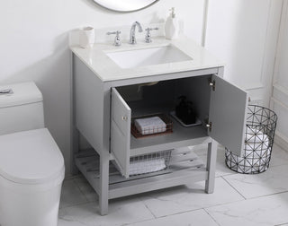 Tobias 30" Single Bathroom Vanity, Gray With Backsplash