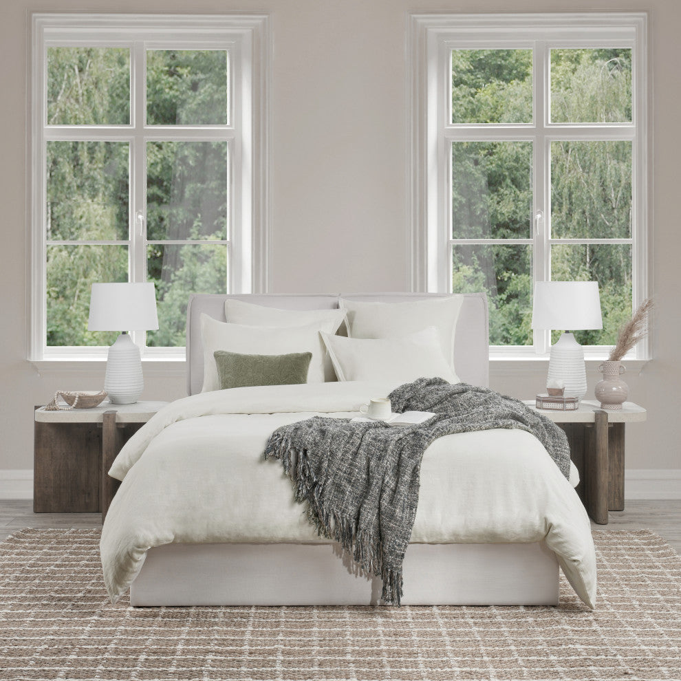 Talia Cotton Linen Blend Shams, Natural, Ivory, Euro Sham