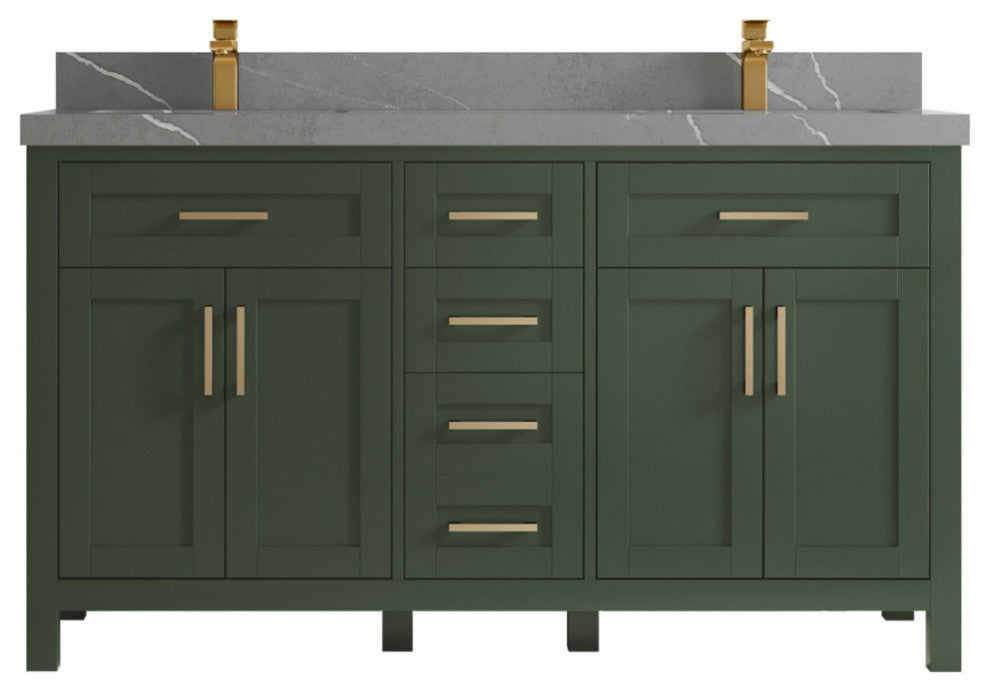 Cambridge 60 Double Bathroom Vanity in Pewter Green 2" Piatra Gray