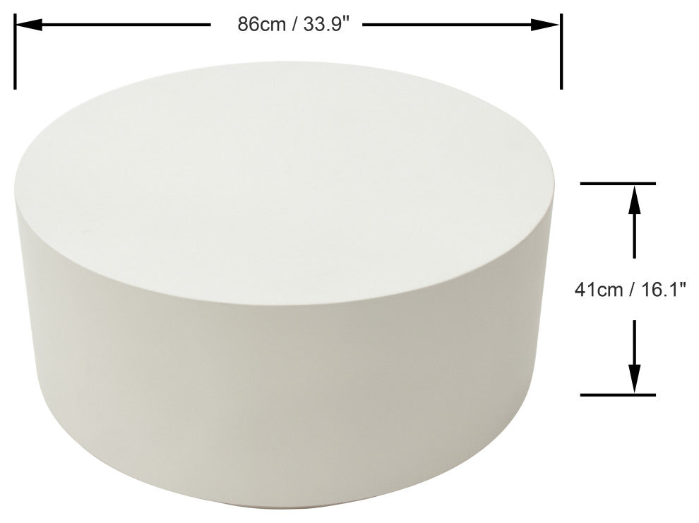 Rome 34" Round Concrete Coffee Table, Cream White