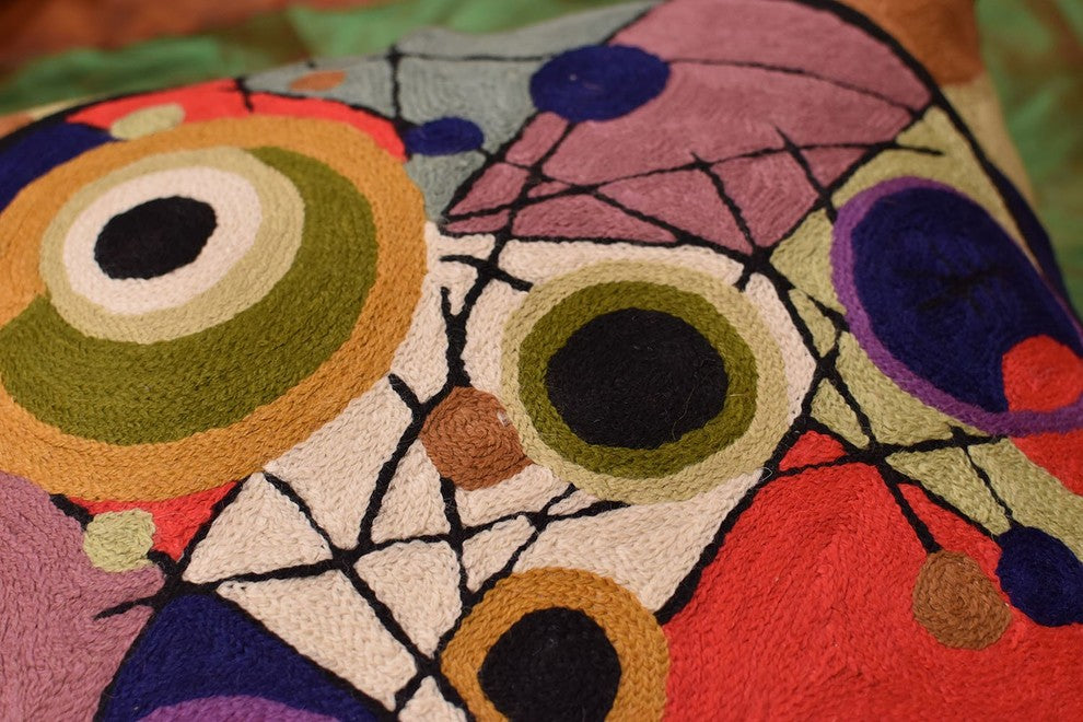 Kandinsky Circles In Circle II Throw Pillow Cover Handembroidered Wool 18x18"
