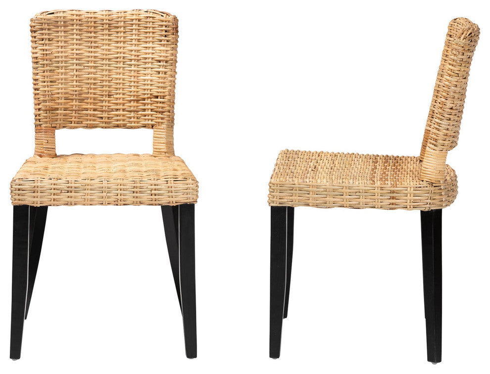 Karina Rattan Dining Chairs, Set of 2, Dark Brown