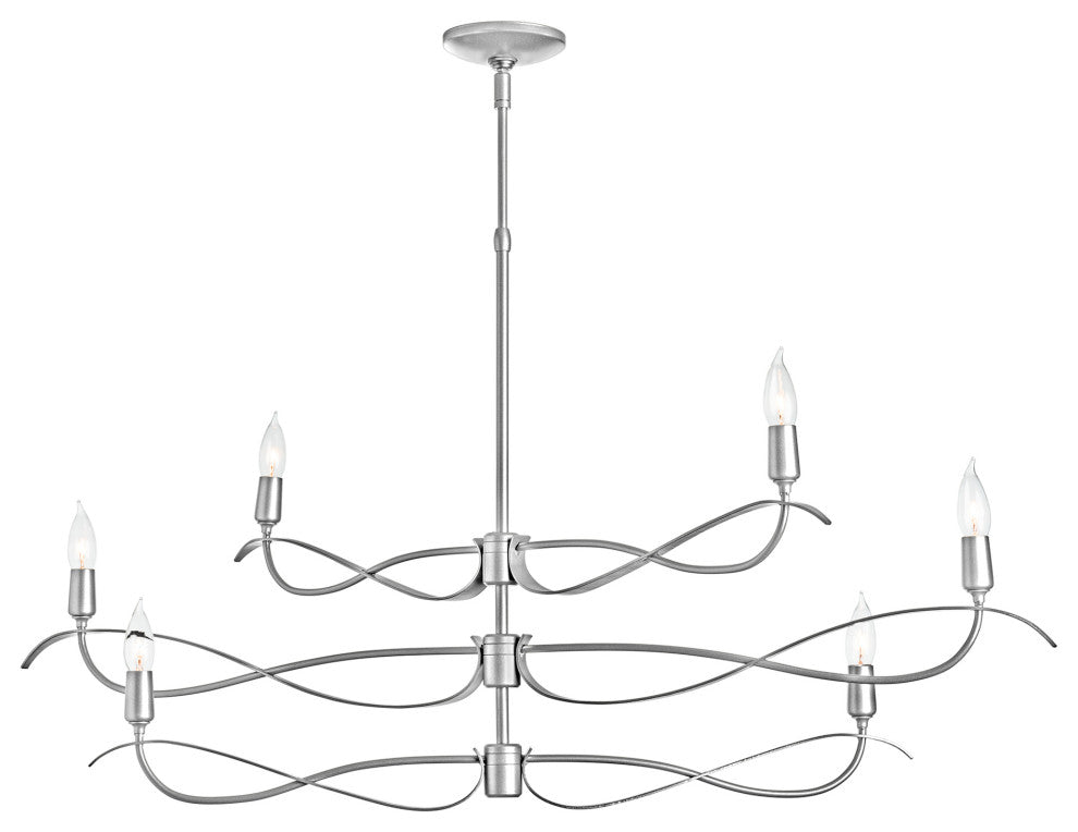 Willow 6-Light Small Chandelier, Sterling Finish, Standard Overall Height