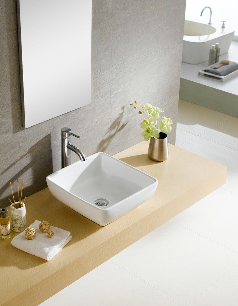 Fine Fixtures White Vitreous China Bulging Square Vessel Sink