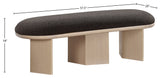Wilshire Boucle Fabric Upholstered Bench, Brown, Natural Oak Finish