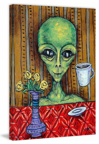 "Alien Coffee" Painting Print on Wrapped Canvas, 16"x24"