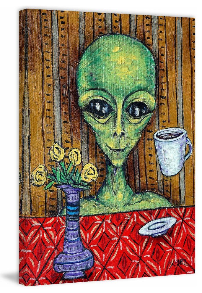"Alien Coffee" Painting Print on Wrapped Canvas, 16"x24"