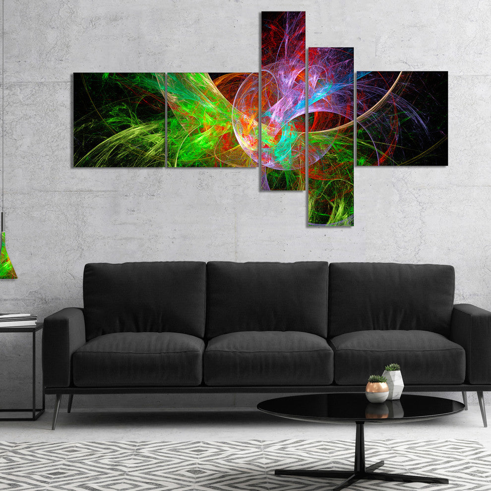 Multi Color Fractal Abstract Design, Abstract Canvas Print, 60"x32", 5 panels