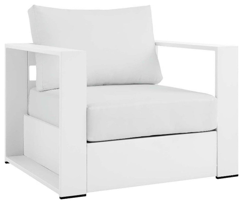 Tahoe Outdoor Patio Powder-Coated Aluminum Armchair, White White