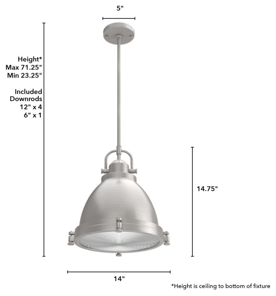 Hunter Bridgemoor Brushed Nickel 2-Light Pendant Ceiling Light Fixture