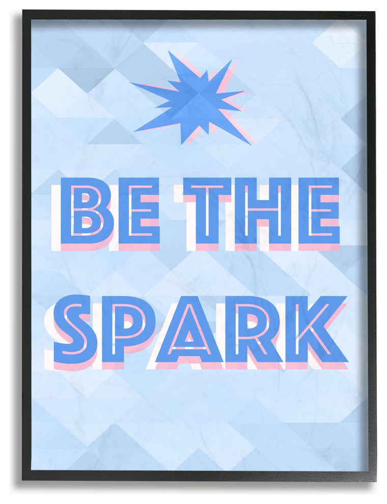 "Be The Spark Blue Geometric" 16x20, Large Framed Giclee Texturized Art
