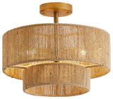 Farmhouse Woven Cage Semi-Flush Mount Lighting, 3-Light