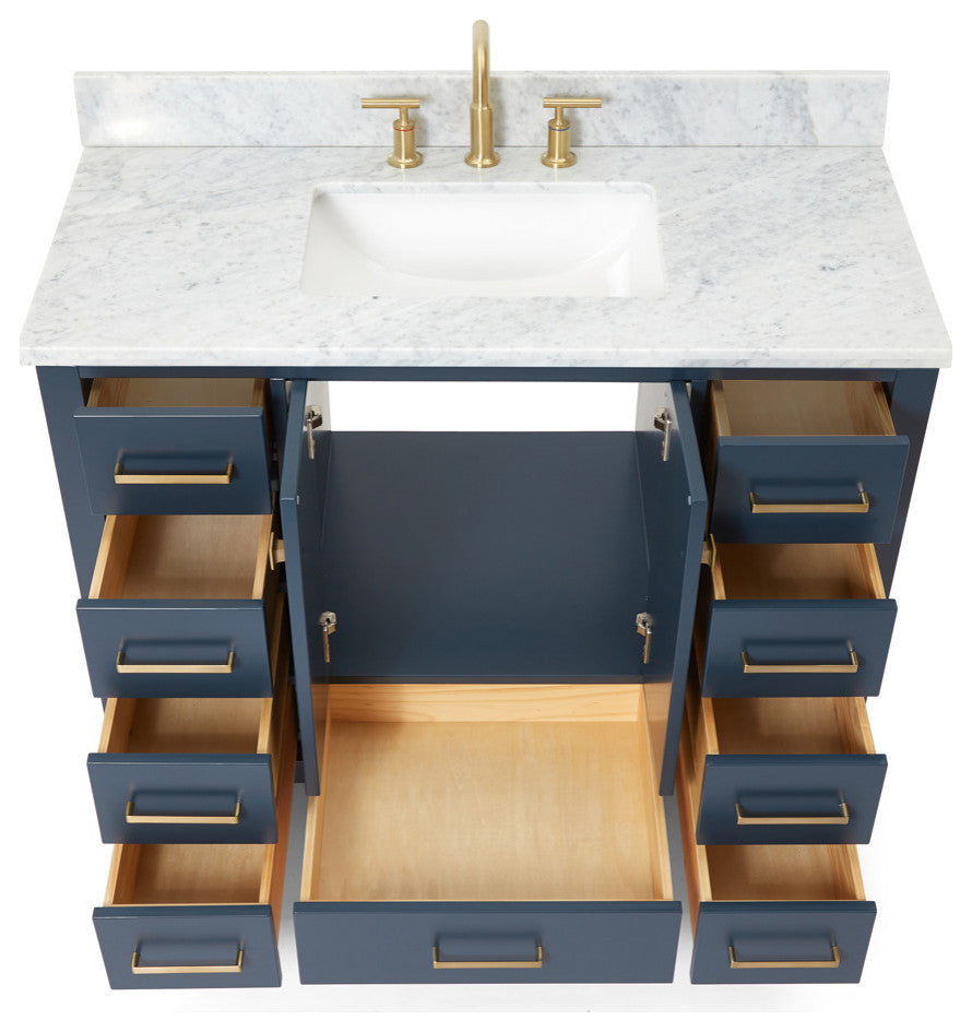 ARIEL Cambridge 43" Rectangle Sink Bath Vanity Carrara Marble