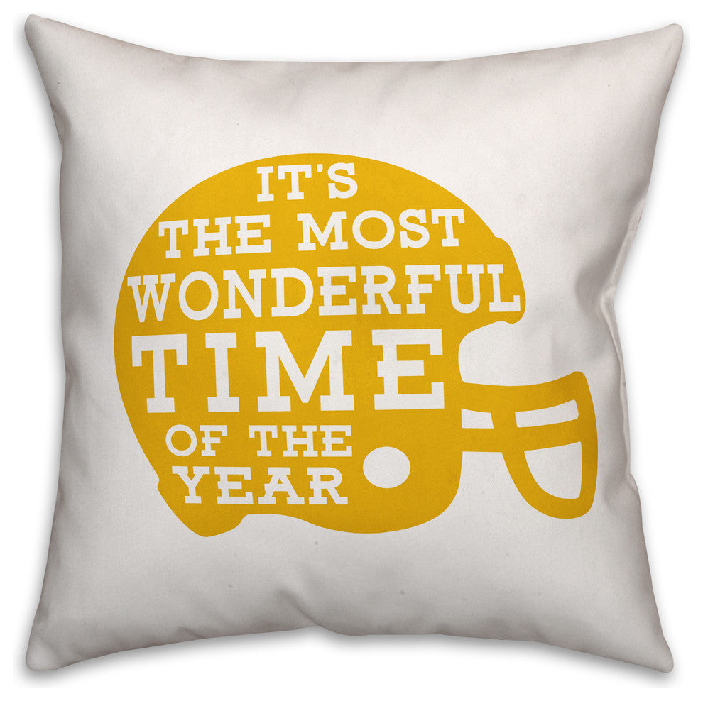 The Most Wonderful Time of The Year, Football Outdoor Throw Pillow, Yellow