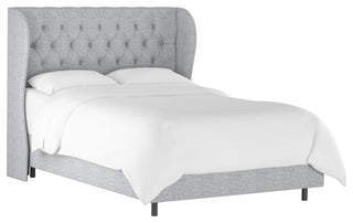 Bradwell Queen Tufted Curved Wingback Bed, Zuma Pumice