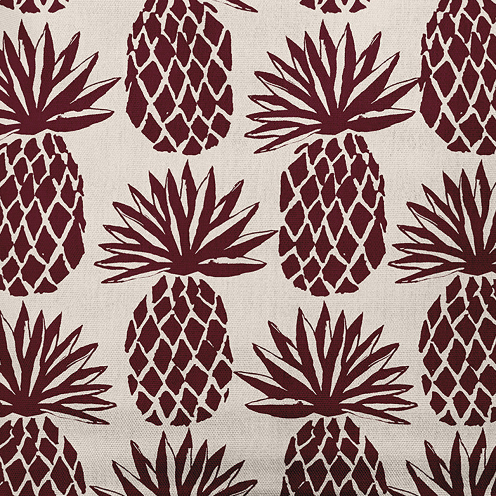 20" x 20" Pineapple Stripes Indoor/Outdoor Polyester Throw Pillow, Pomegranate