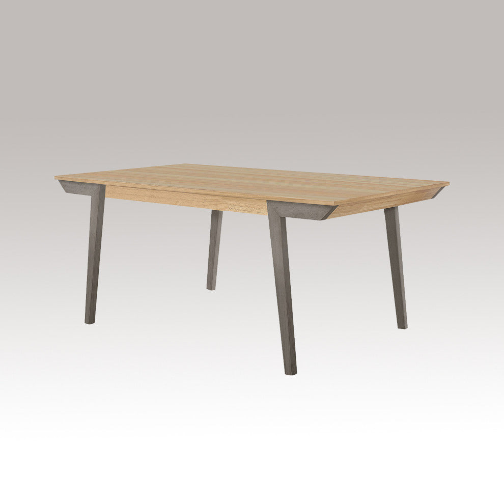 Rectangular Wood Dining Table, Natural Acacia and Gray