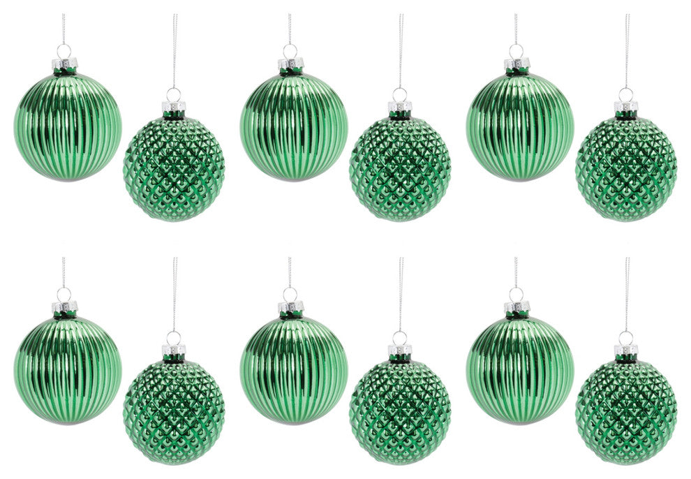 Textured Glass Ball Ornament, 12-Piece Set