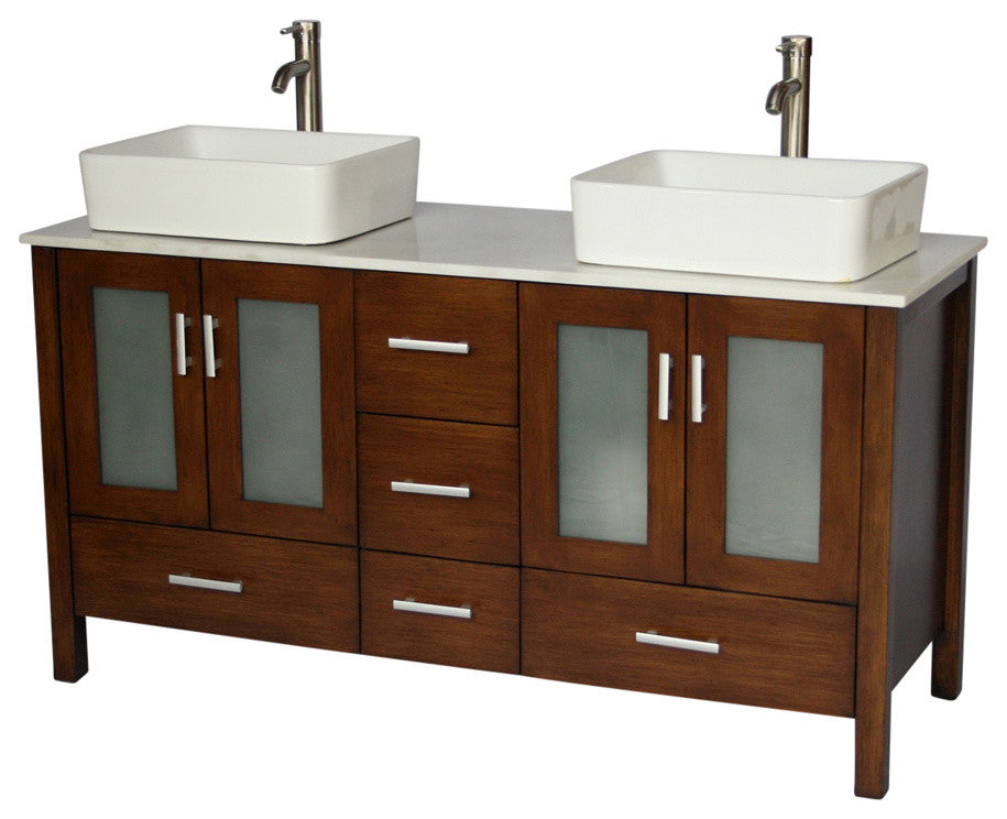 58" Contemporary Style Double Sink Bathroom Vanity Model 2415-W