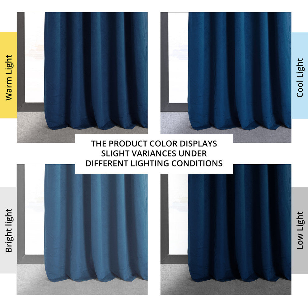 Signature Blackout Velvet Curtain Single Panel, Union Blue, 50"x84"