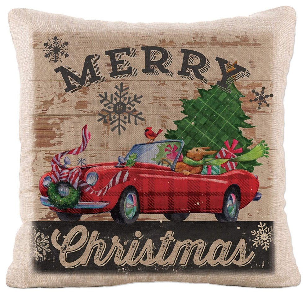 Heritage Lace Christmas Chrismas Plaid Car 18x18 Pillow in Oyster