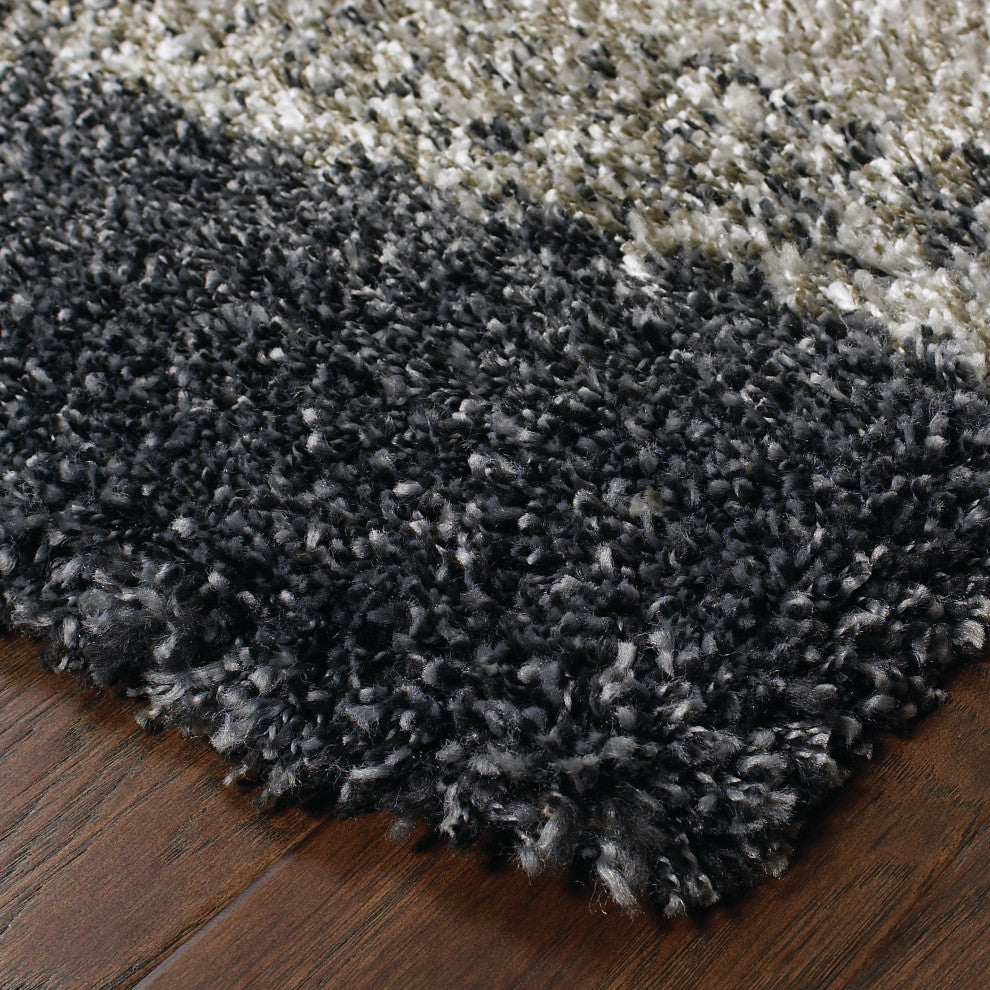 Hartley Shaded Blocks Gray and Charcoal Area Rug, 2'3"x7'6"
