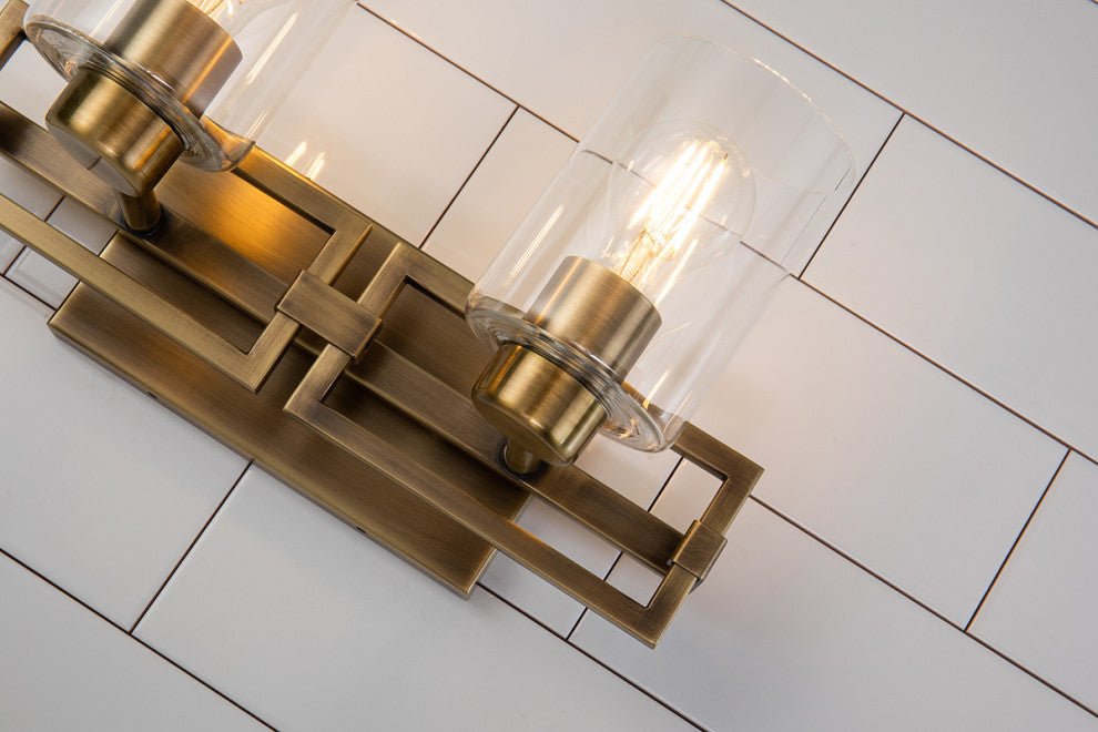 Estes 2 Light Bath Vanity Light, Aged Brass