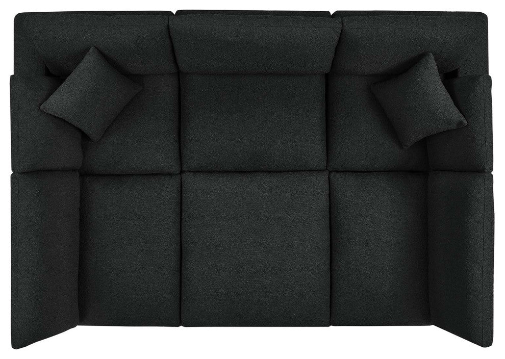 Commix Down Filled Overstuffed Boucle Fabric 6-Piece Sectional Sofa, Black
