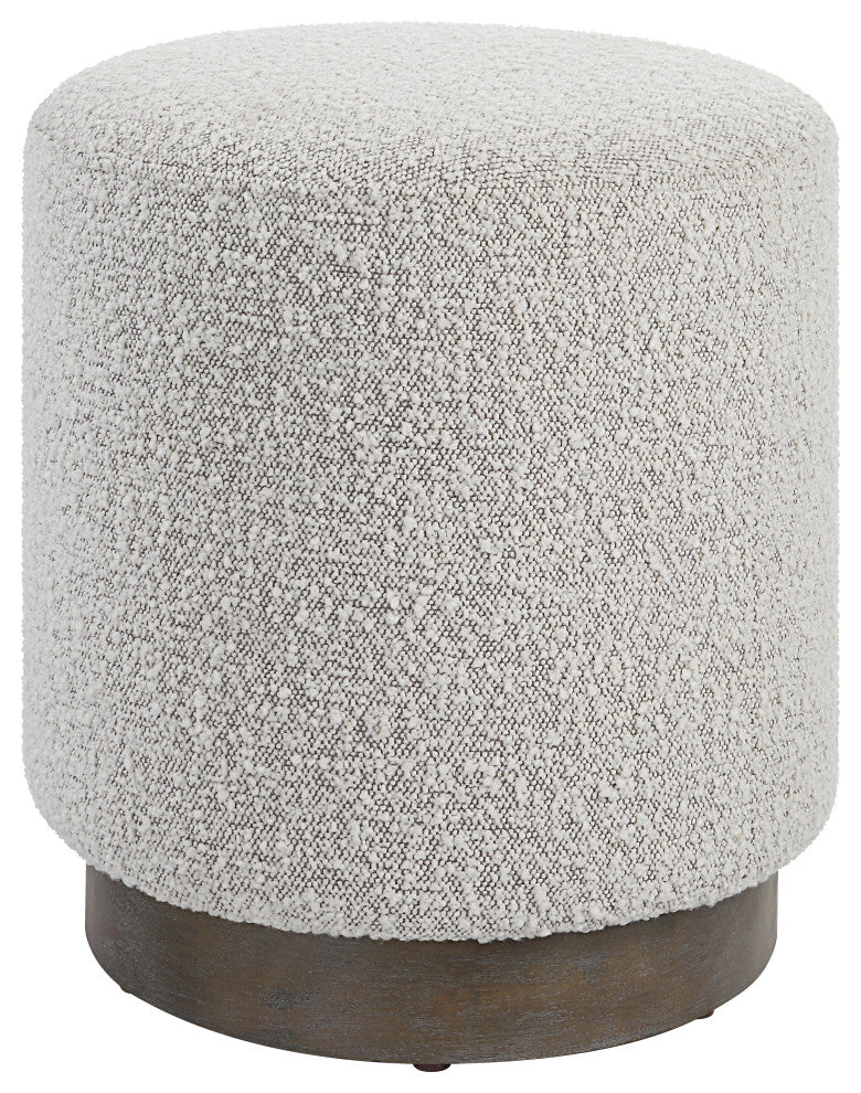 Uttermost Avila 16 x 18" Ottoman, Ivory and Warm Gray Boucle Fabric
