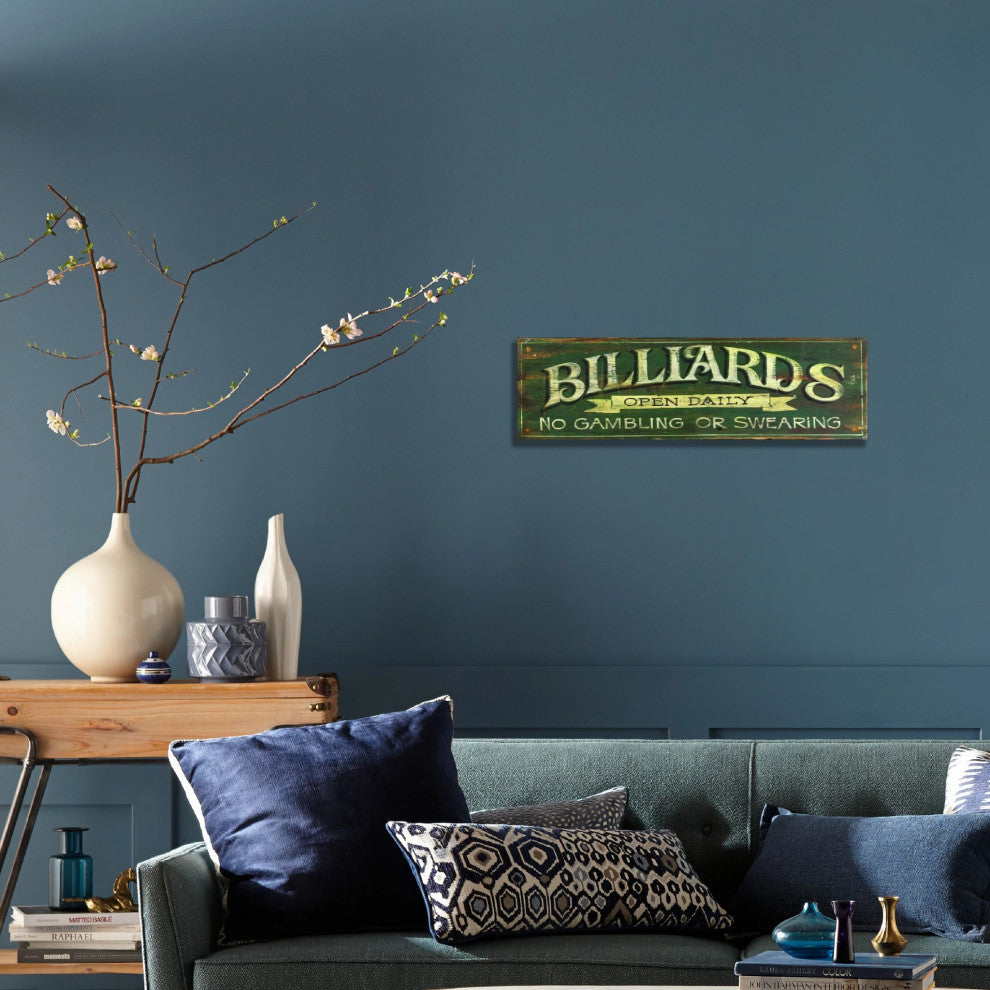 Distressed Billiards Open Daily Wall Art