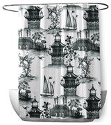 70"Wx73"L China Old Shower Curtain, Black