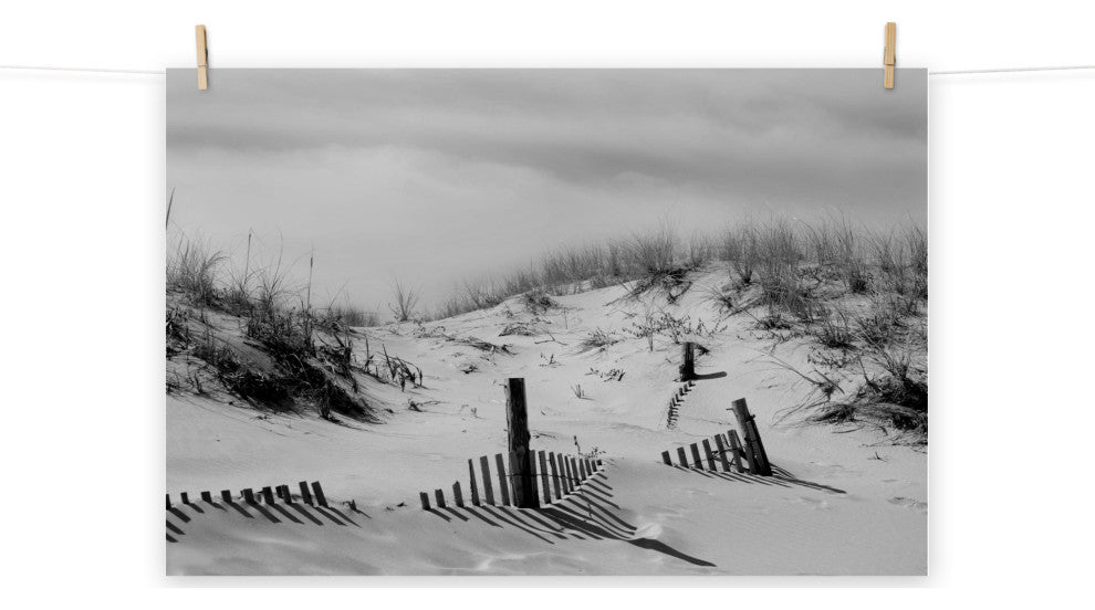 Buried Fences Landscape Photo, Black & White Unframed Wall Art Print, 24" X 36"