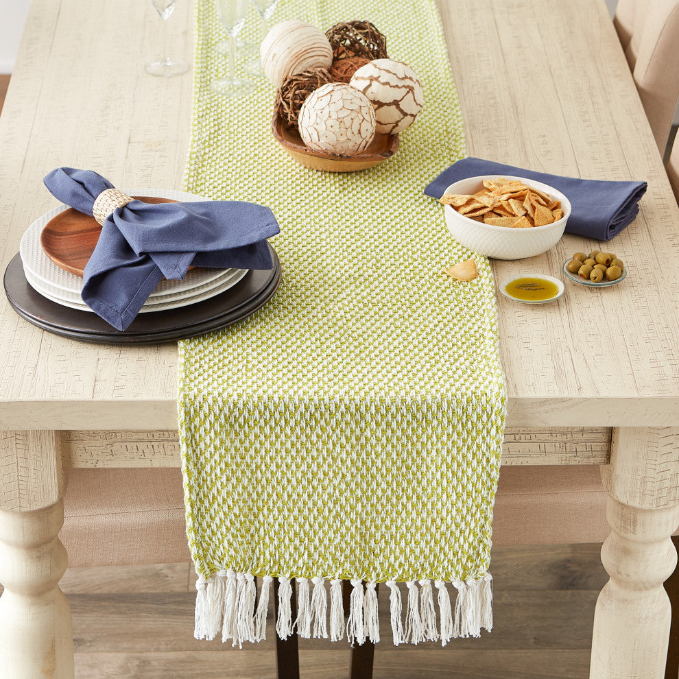 Avocado Woven Table Runner 15x72