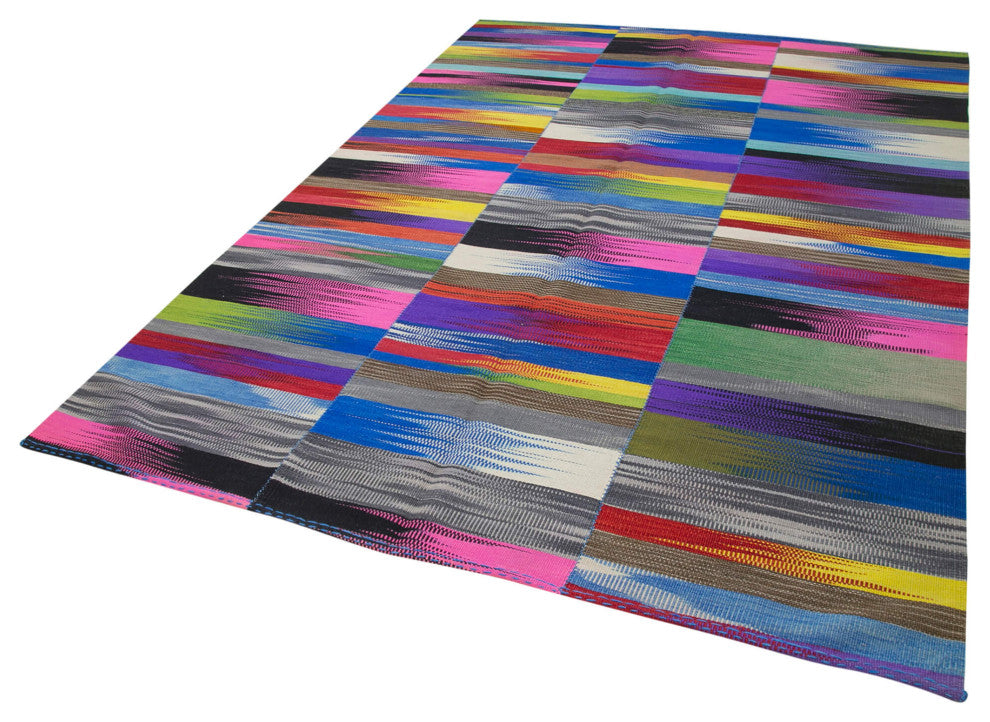 Rug N Carpet - Handmade Turkish 6' 9'' x 9' 7'' Flatweave Wool Kilim Rug