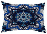 Shawl 14"x20" Decorative Abstract Outdoor Throw Pillow, Navy Blue