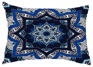 Shawl 14"x20" Decorative Abstract Outdoor Throw Pillow, Navy Blue