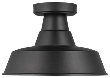 Barn Light One Light Outdoor Flush Mount, Black