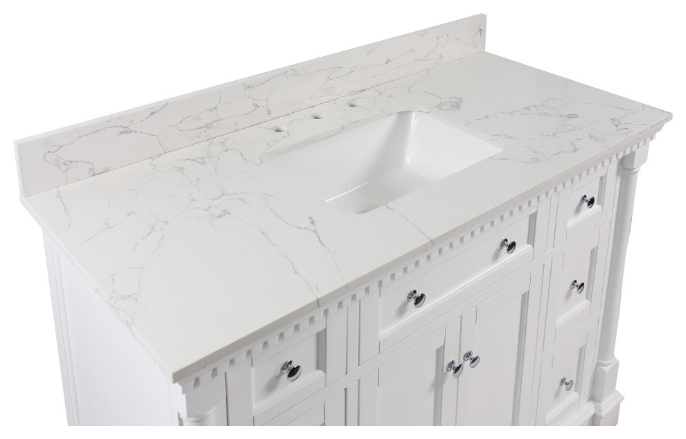 Sydney 48" Bathroom Vanity, White, Engineered Marble