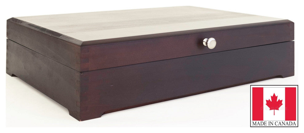 #FCan1 Canadian MONTREAL Flatware Chest; Solid Basswood w/ DARK Mahogany finish