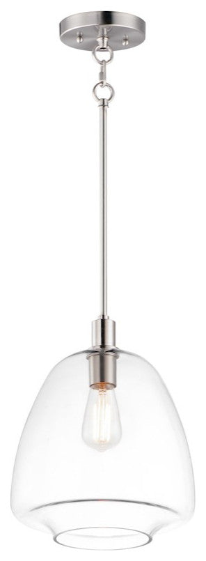 Maxim Lighting Babylon 11.5" 1-Light Pendant, Satin Nickel/Clear, 11116CLSN
