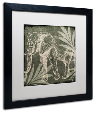 Color Bakery 'Elephant 1' Art, Black Frame, White Matte, 16"x16"