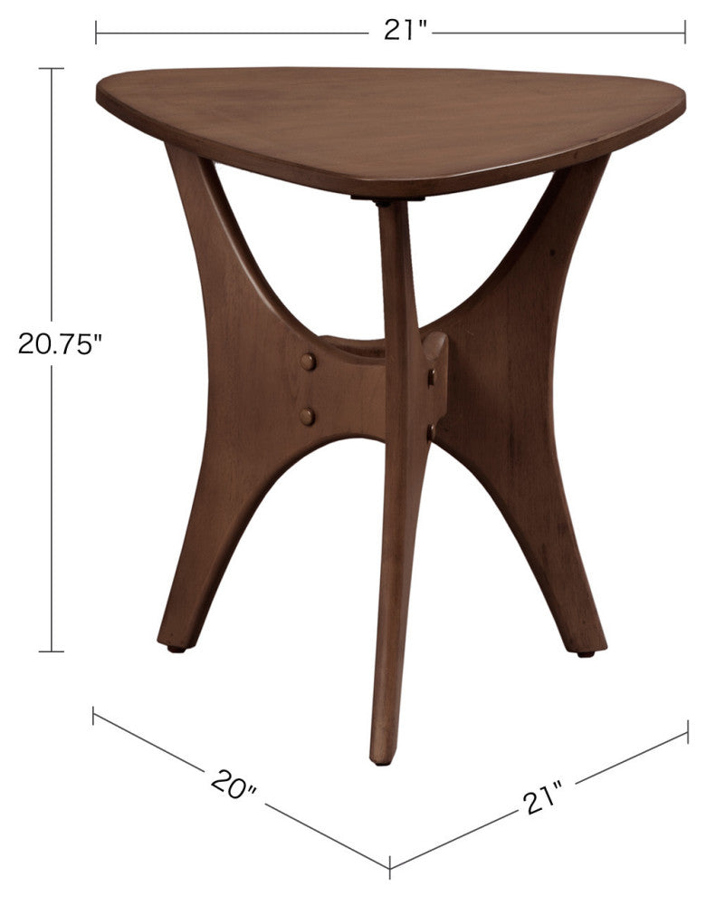 Ink+Ivy Blaze Mid-Century Triangle Wood Side Table End Table, Brown