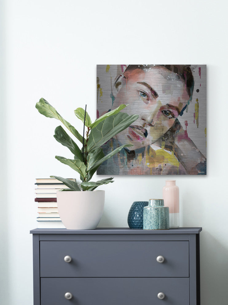 "Alluring Chic" Painting Print on Brushed Aluminum, 48"x48"